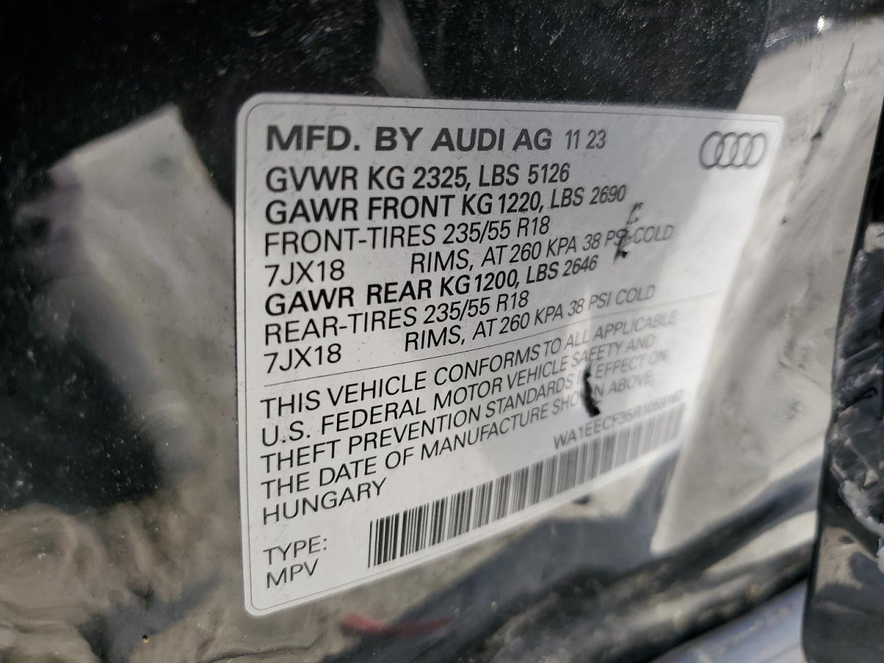 2024 AUDI Q3 PREMIUM PLUS S LINE 45 VIN:WA1EECF35R1059167