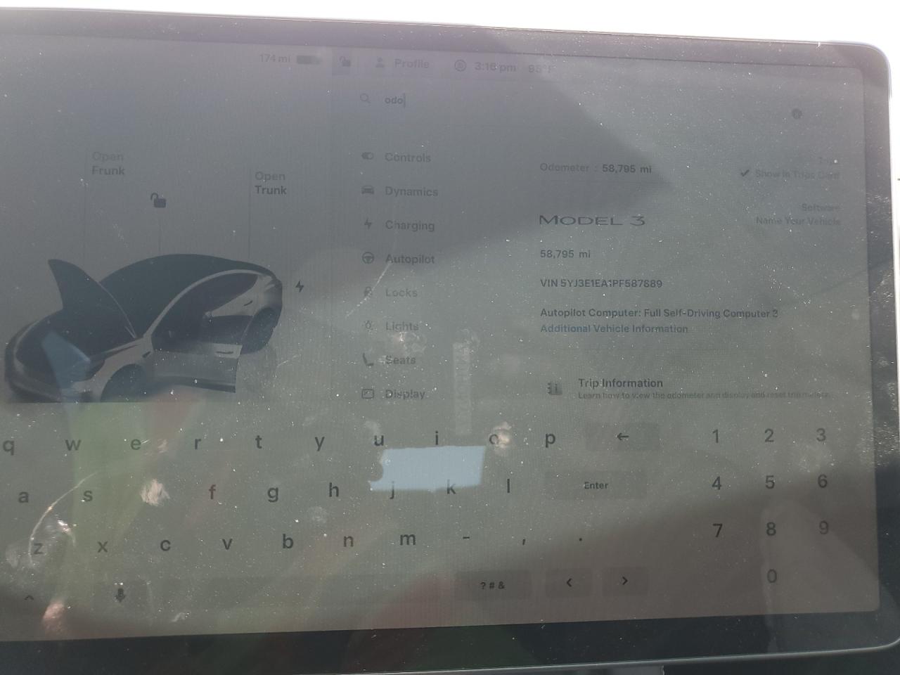 2023 TESLA MODEL 3  VIN:5YJ3E1EA1PF587889