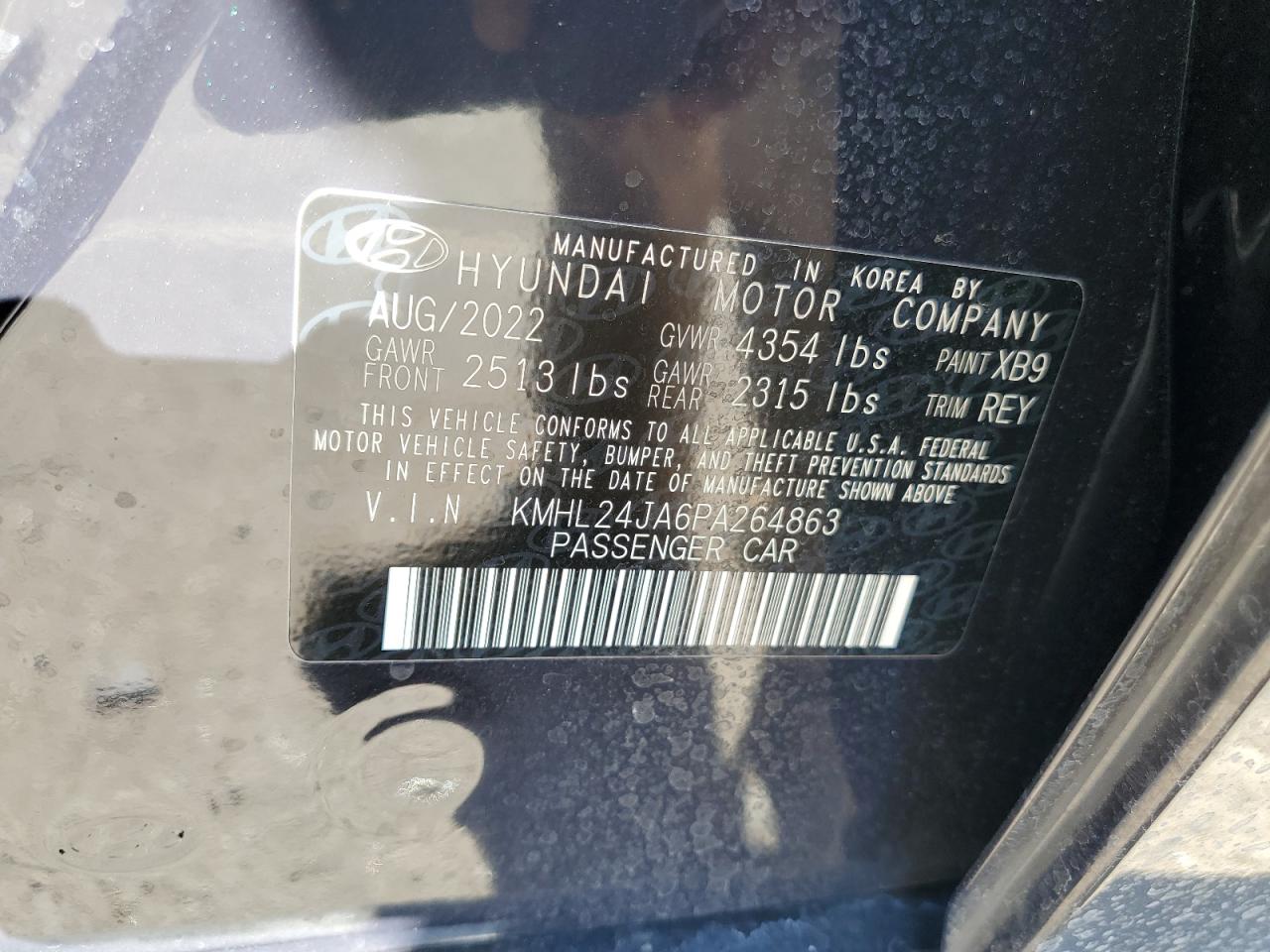 2023 HYUNDAI SONATA SE VIN:KMHL24JA6PA264863