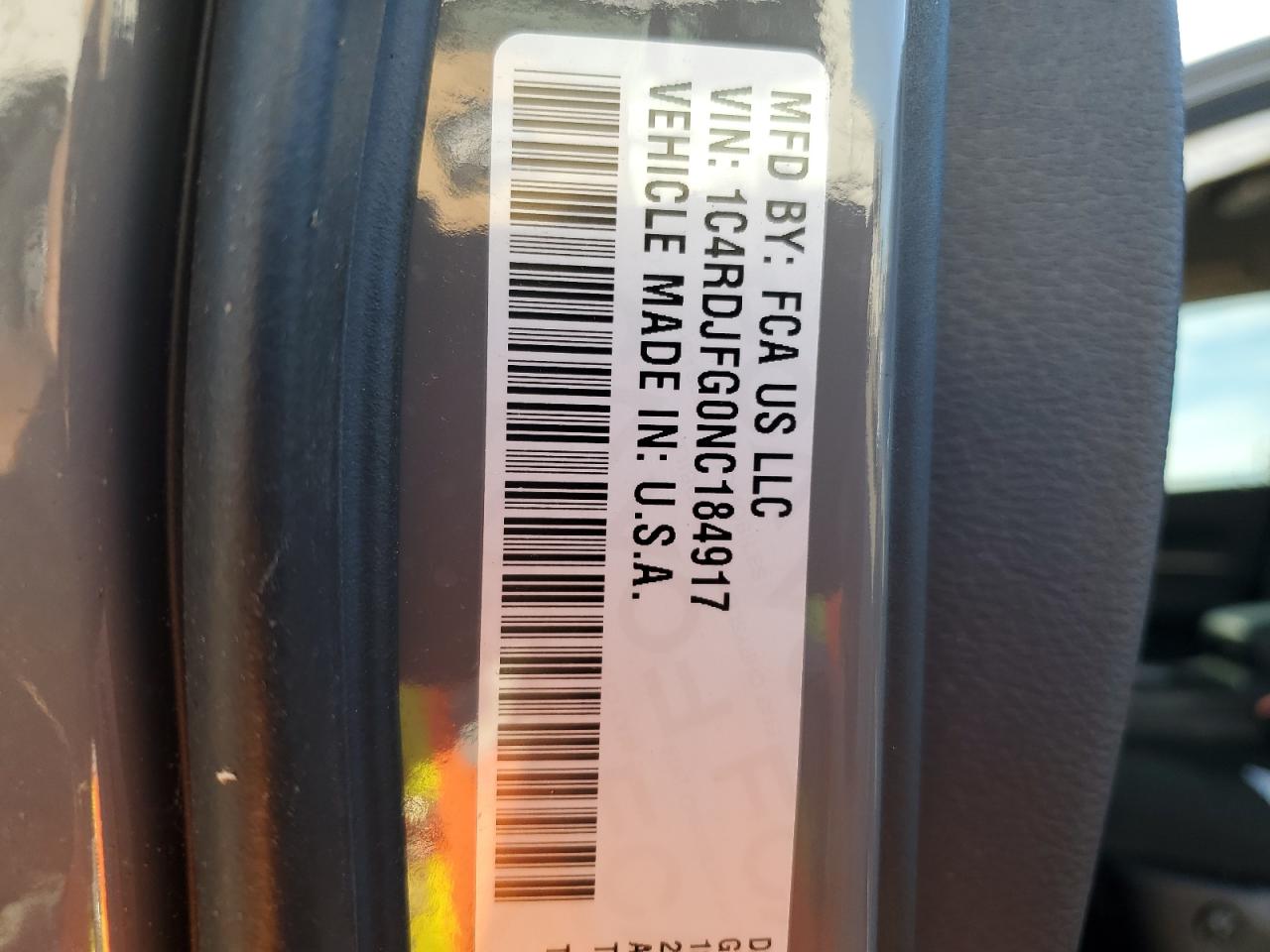 2022 DODGE DURANGO PURSUIT VIN:1C4RDJFG0NC184917