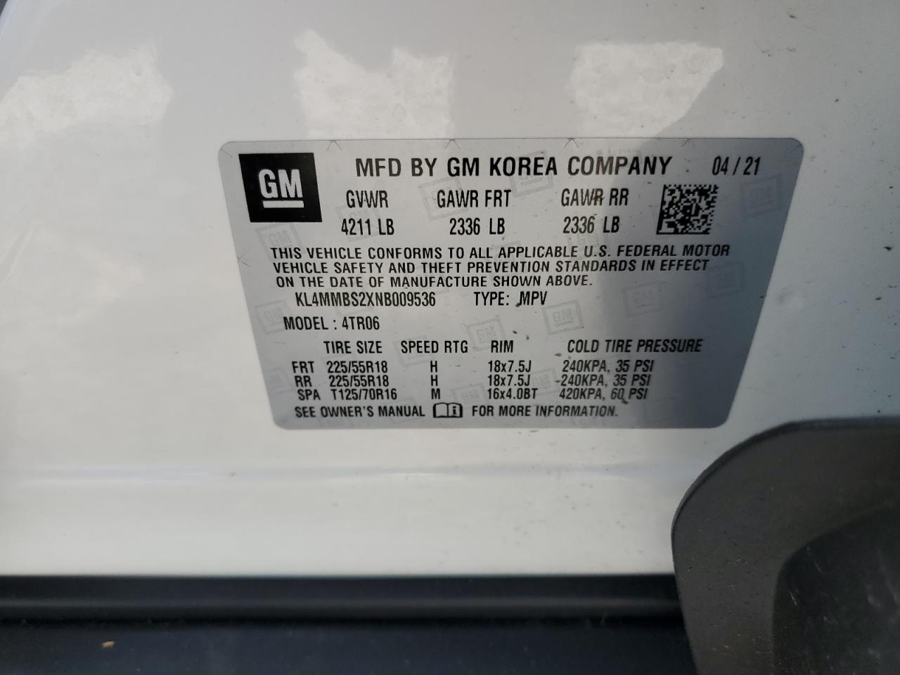 2022 BUICK ENCORE GX PREFERRED VIN:KL4MMBS2XNB009536