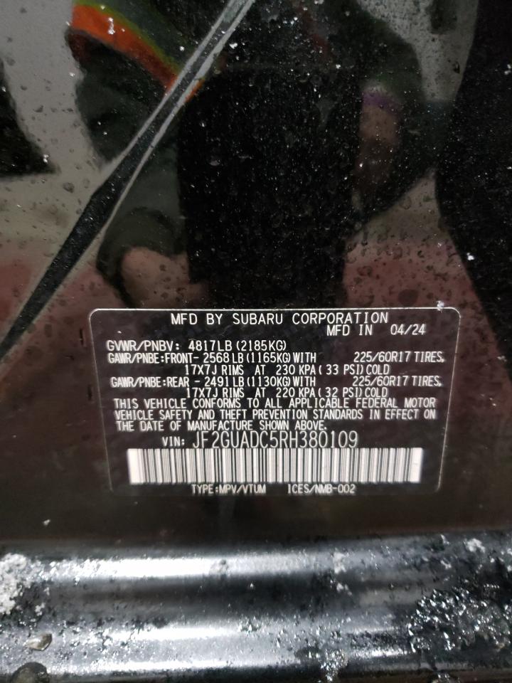 2024 SUBARU CROSSTREK PREMIUM VIN:JF2GUADC5RH380109