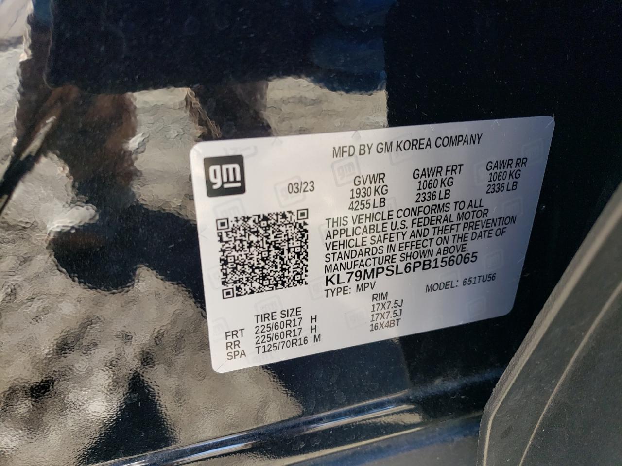 2023 CHEVROLET TRAILBLAZER LT VIN:KL79MPSL6PB156065