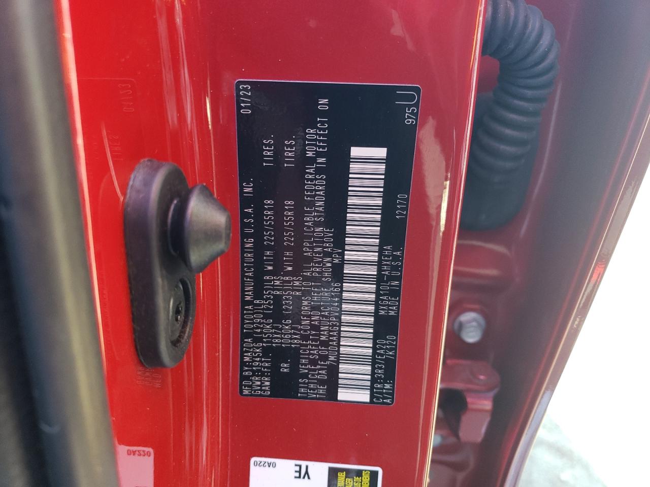 2023 TOYOTA COROLLA CROSS XLE VIN:7MUDAAAG3PV044166