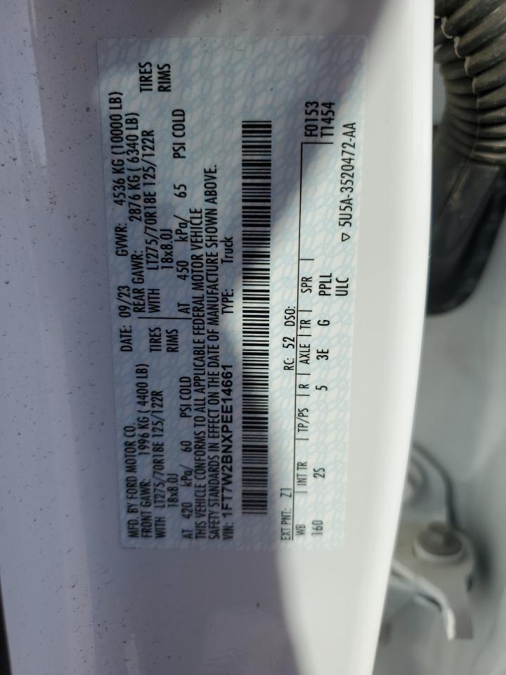 2023 FORD F250 SUPER DUTY VIN:1FT7W2BNXPEE14661