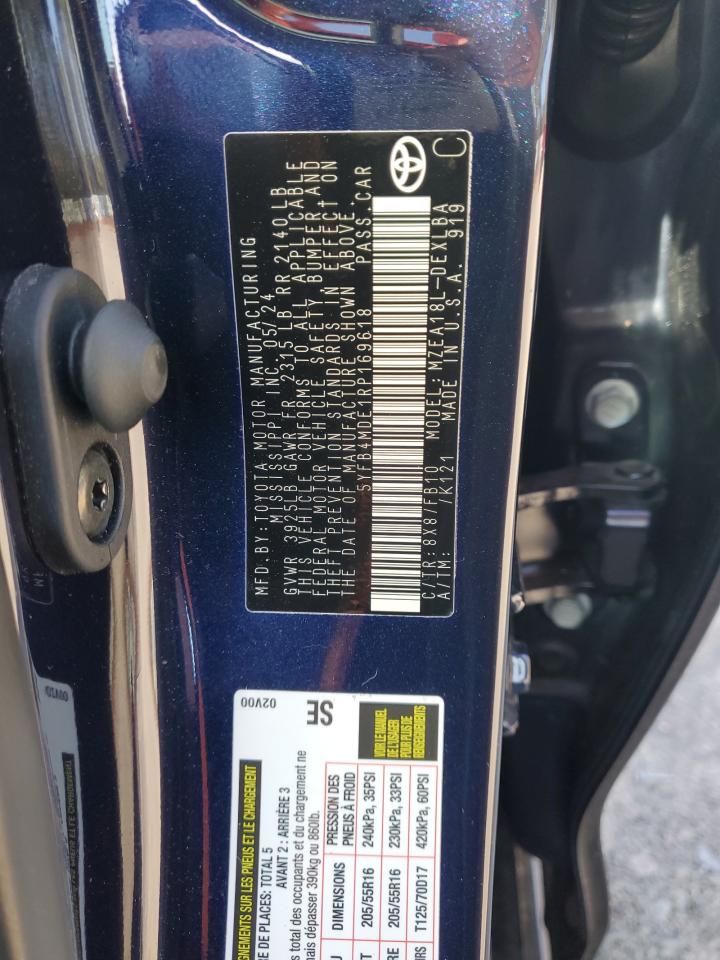 2024 TOYOTA COROLLA LE VIN:5YFB4MDE1RP169618