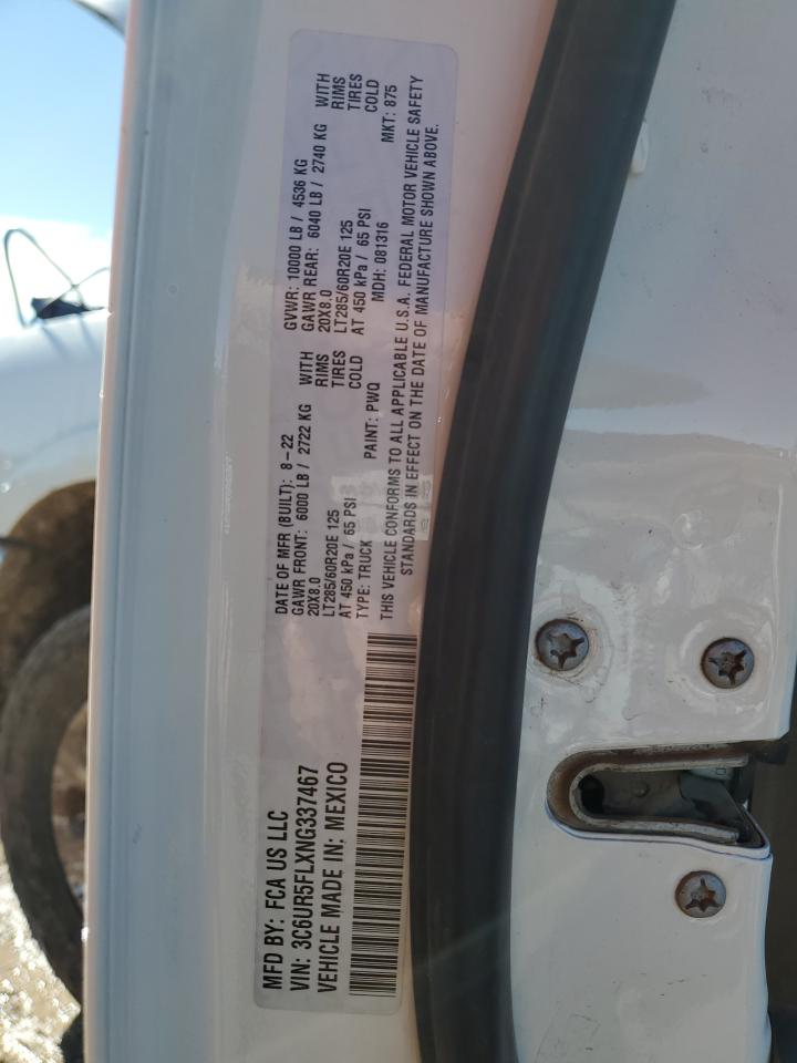 2022 RAM 2500 LARAMIE VIN:3C6UR5FLXNG337467