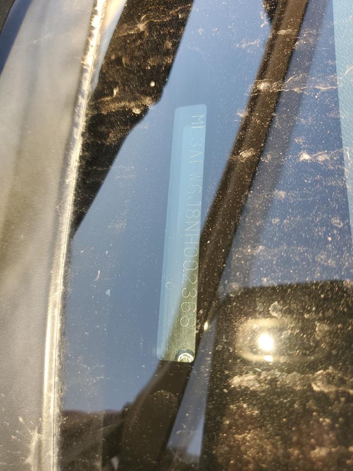 2022 MITSUBISHI MIRAGE VIN:ML3AFW6J8NH002368