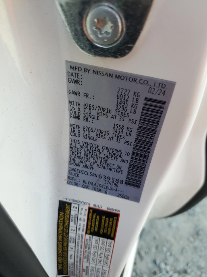 2024 NISSAN FRONTIER S VIN:1N6ED1CL5RN639588