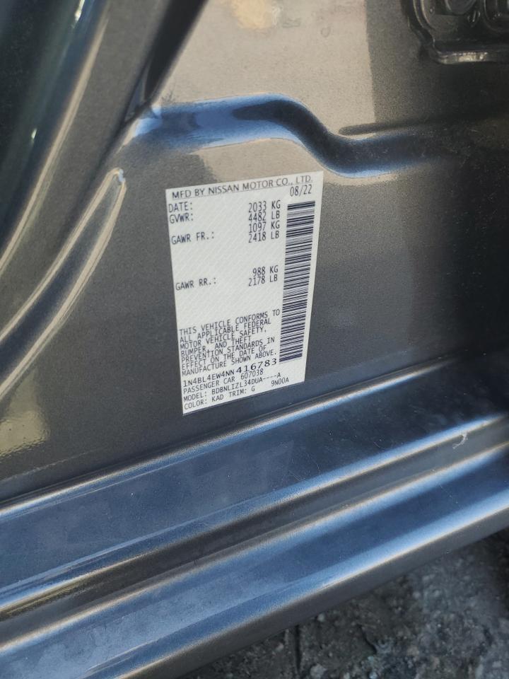 2022 NISSAN ALTIMA SL VIN:1N4BL4EW4NN416783