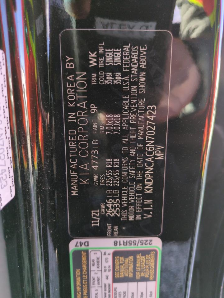 2022 KIA SPORTAGE EX VIN:KNDPNCAC6N7027423