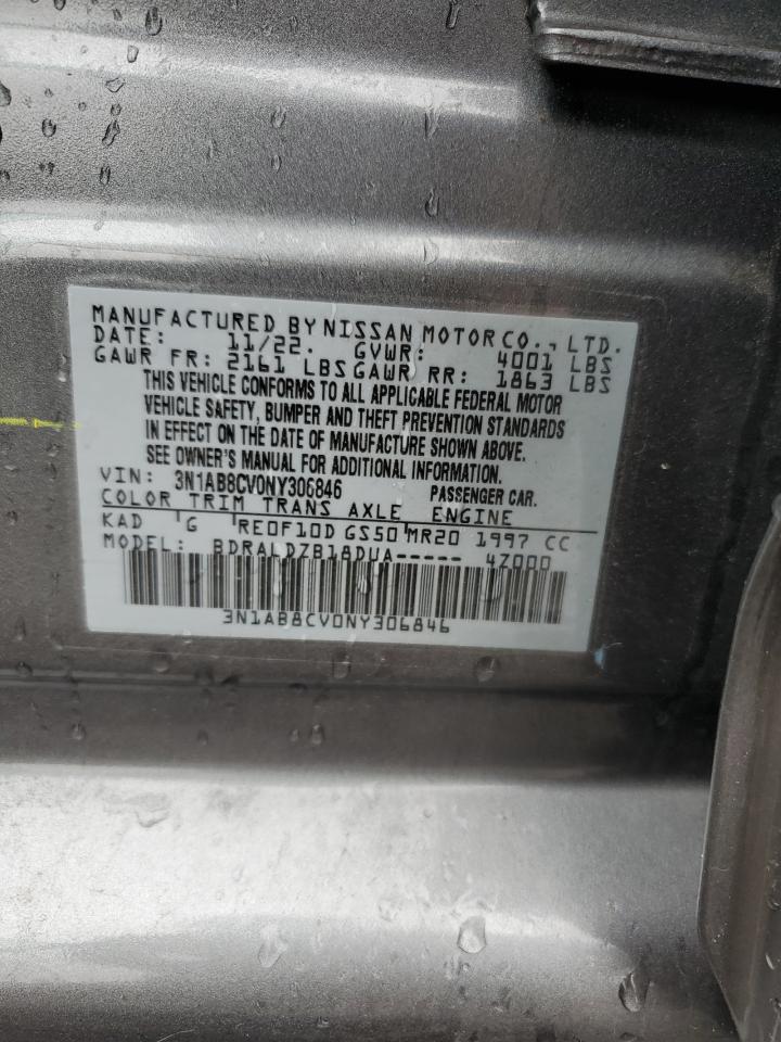 2022 NISSAN SENTRA SV VIN:3N1AB8CV0NY306846