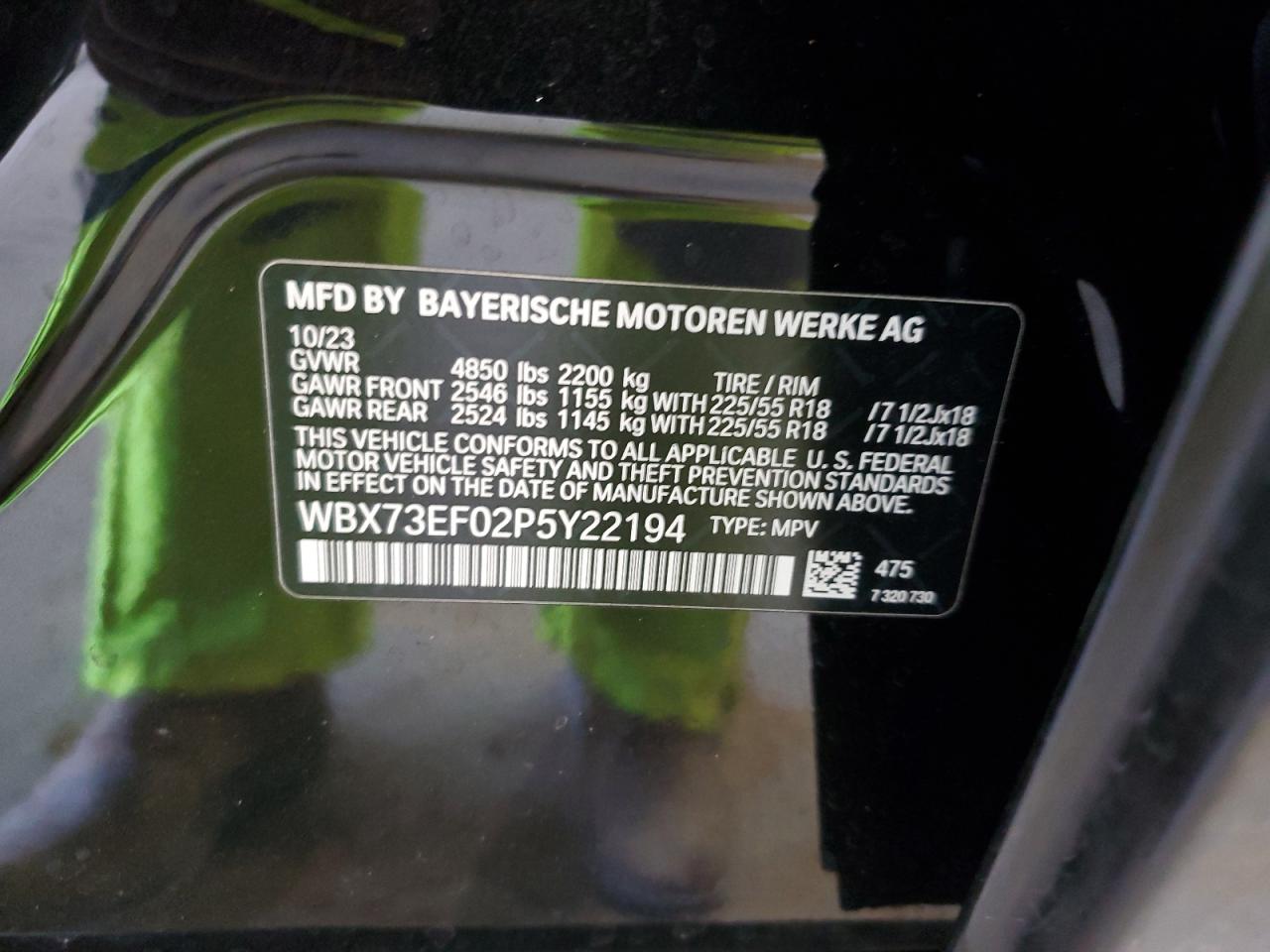 2023 BMW X1 XDRIVE28I VIN:WBX73EF02P5Y22194