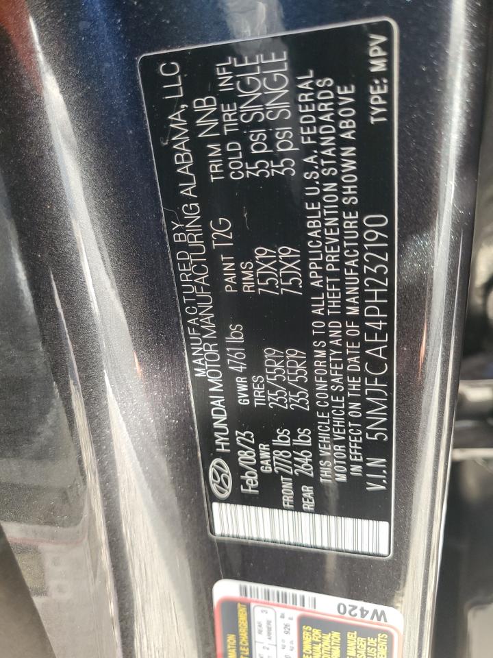 2023 HYUNDAI TUCSON SEL VIN:5NMJFCAE4PH232190