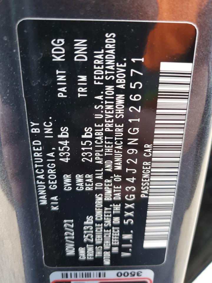 2022 KIA K5 EX VIN:5XXG34J29NG126571