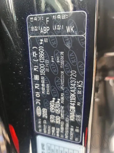 2019 Kia K5 KNAGW411BKA343720 VIN:KNAGW411BKA343720