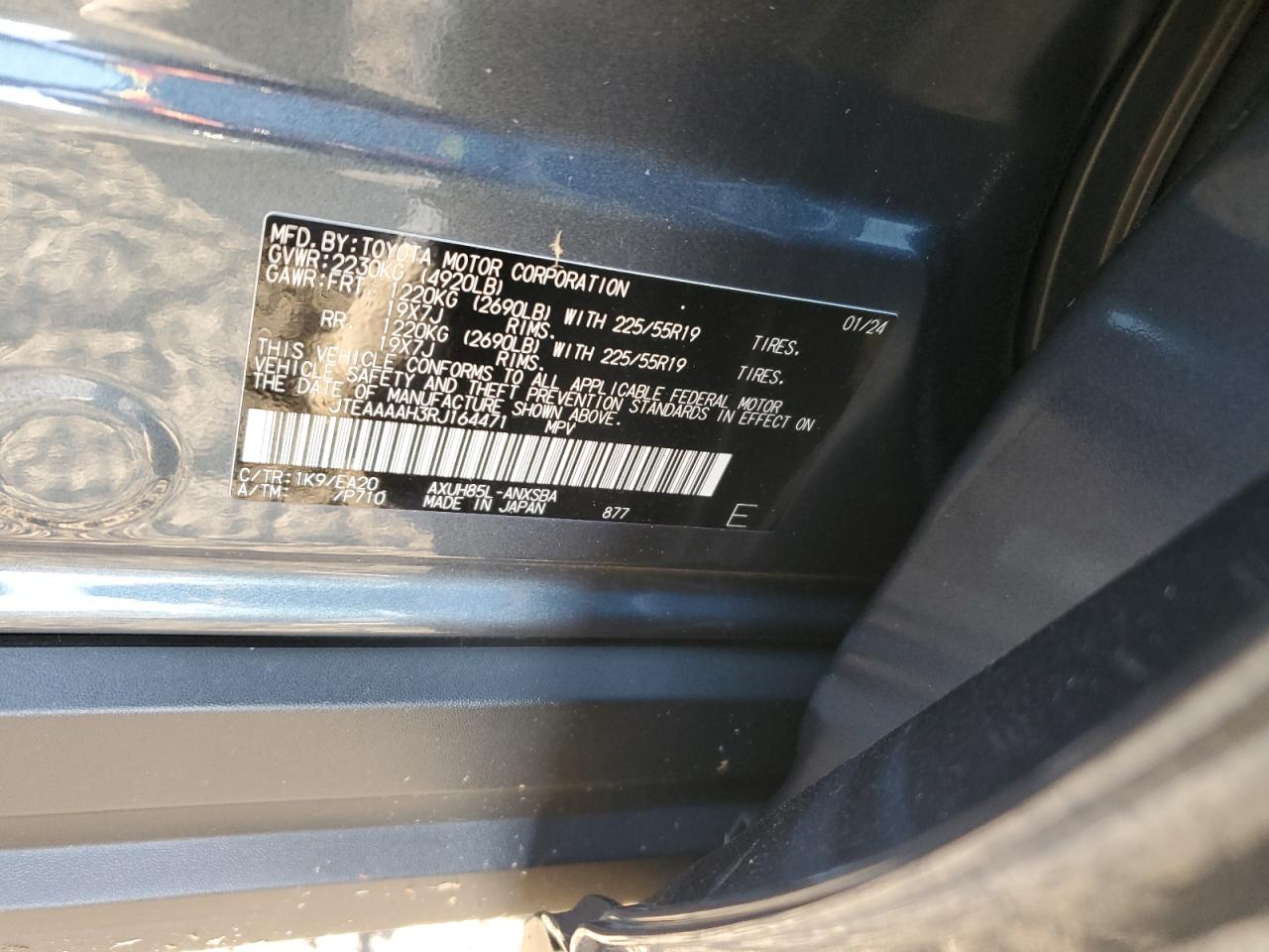 2024 TOYOTA VENZA LE VIN:JTEAAAAH3RJ164471