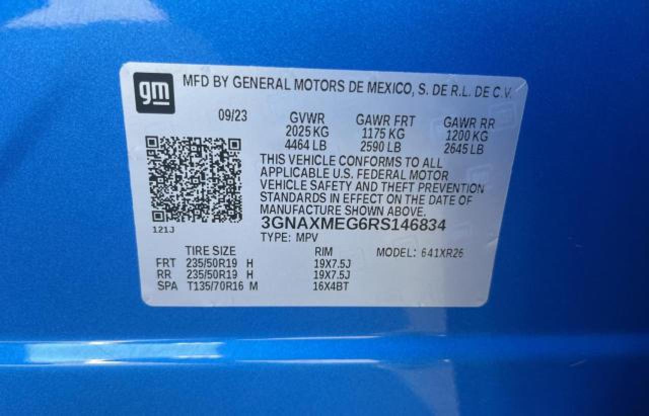 2024 CHEVROLET EQUINOX RS VIN:3GNAXMEG6RS146834