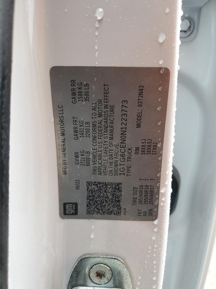 2022 GMC CANYON ELEVATION VIN:1GTG6CEN0N1223773