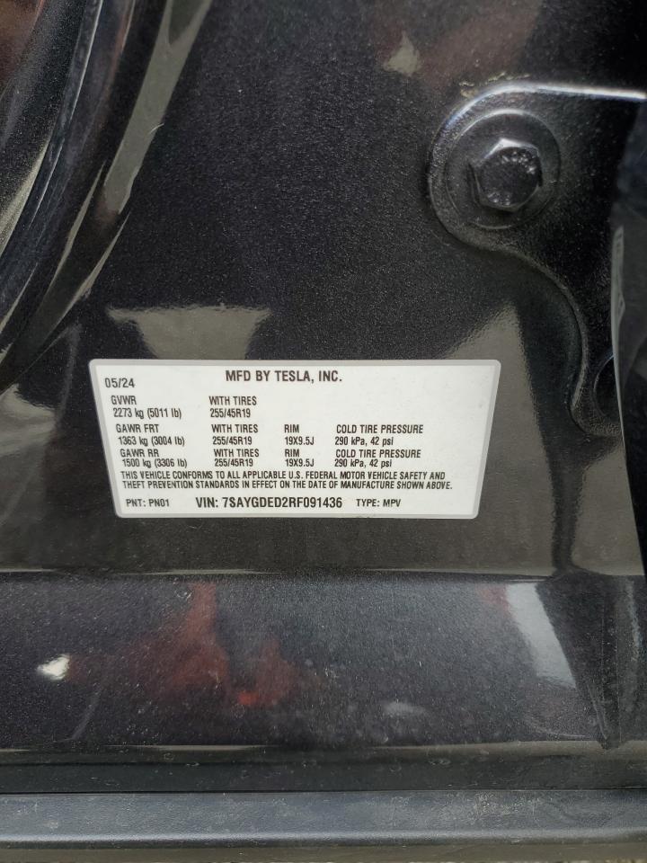 2024 TESLA MODEL Y  VIN:7SAYGDED2RF091436