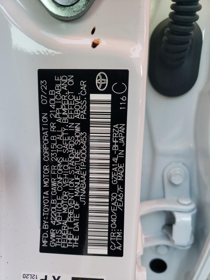 2023 TOYOTA GR COROLLA CORE VIN:JTNABAAE1PA006453