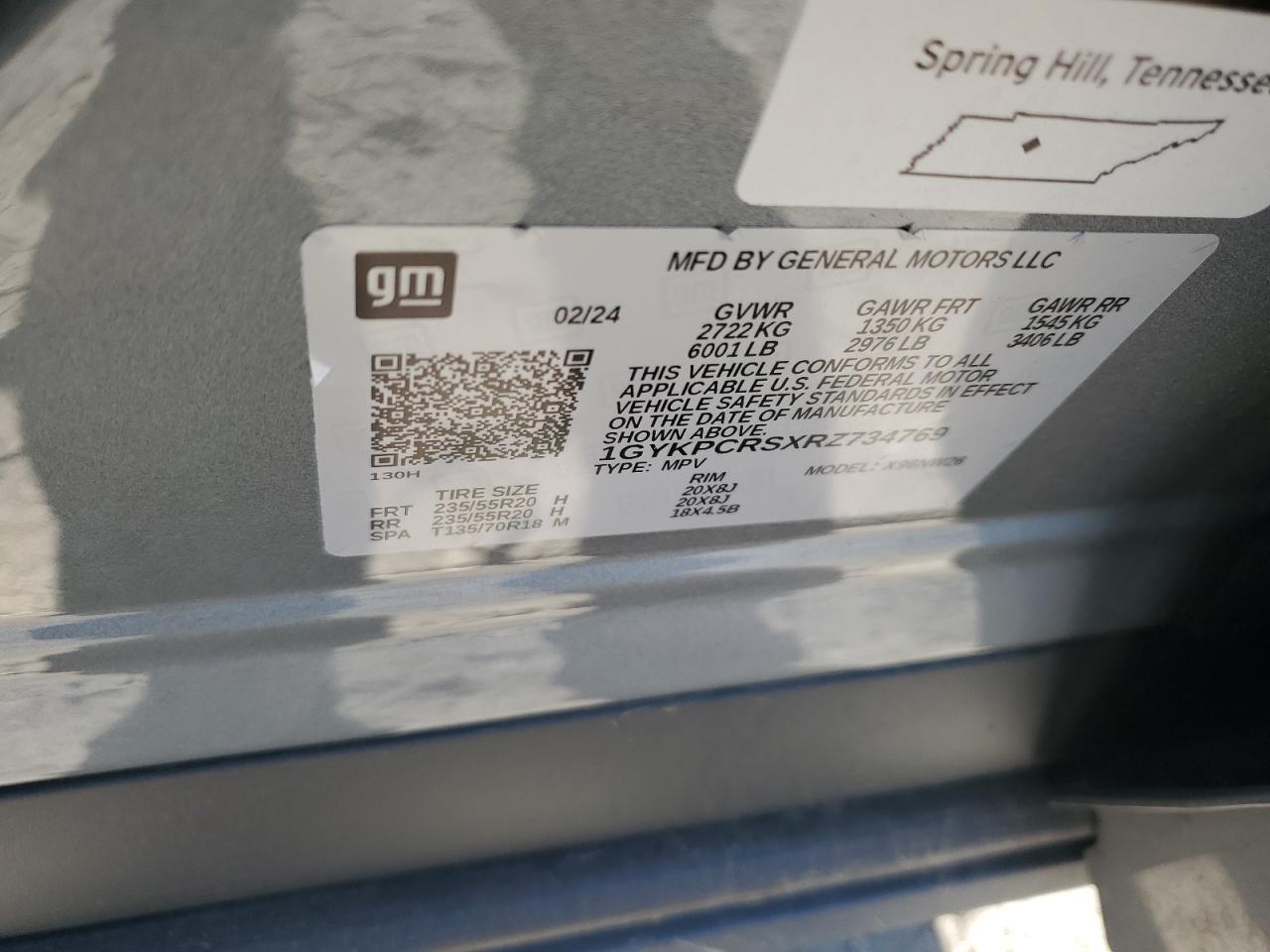 2024 CADILLAC XT6 PREMIUM LUXURY VIN:1GYKPCRSXRZ734769