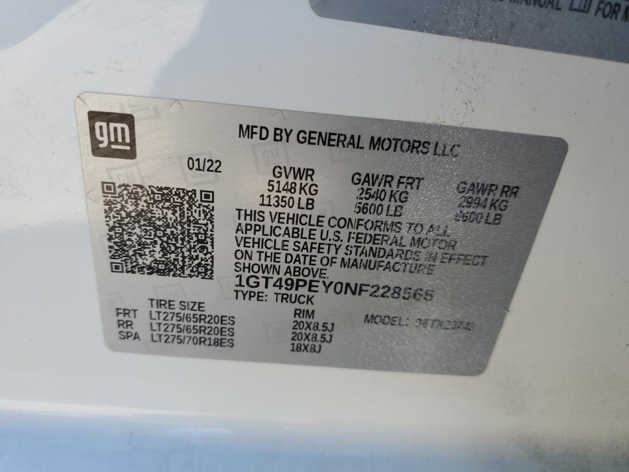 2022 GMC SIERRA K2500 AT4 VIN:1GT49PEY0NF228566