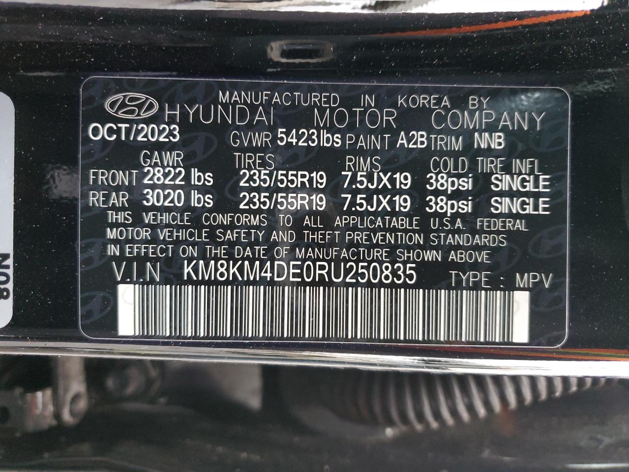 2024 HYUNDAI IONIQ 5 SE VIN:KM8KM4DE0RU250835