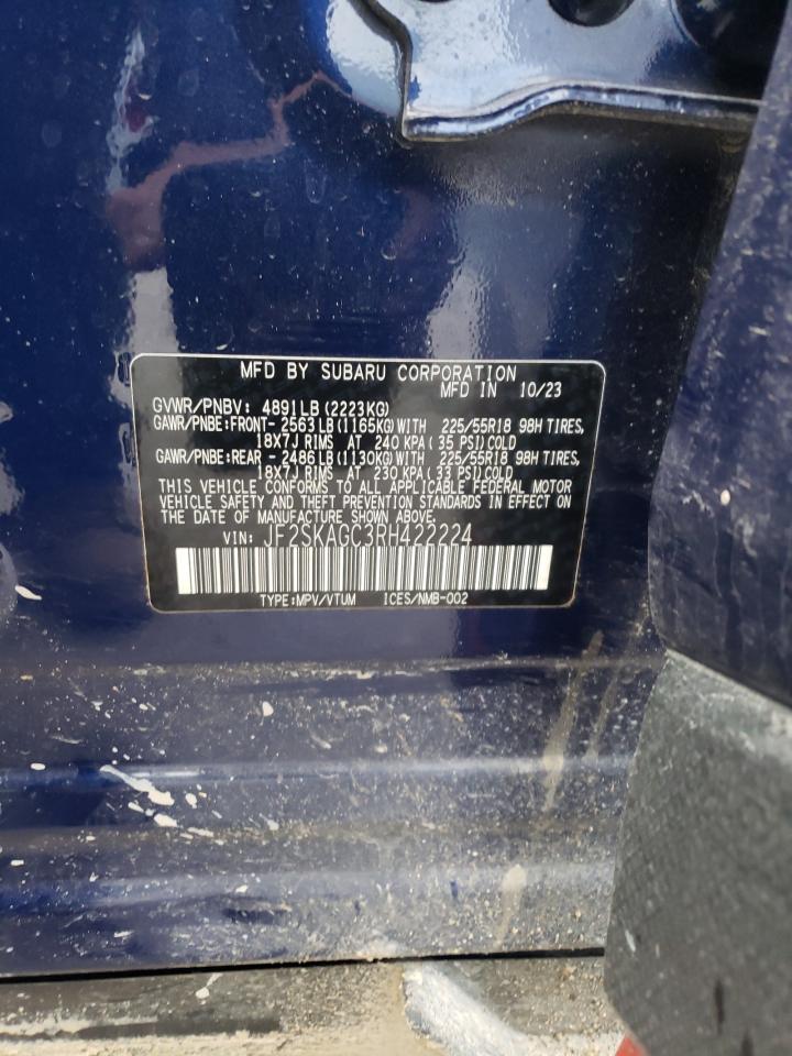 2024 SUBARU FORESTER SPORT VIN:JF2SKAGC3RH422224