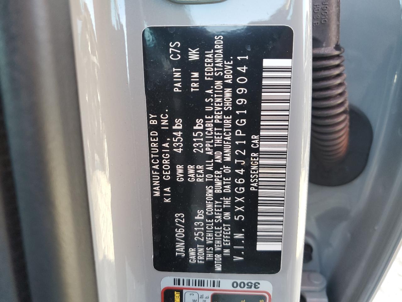 2023 KIA K5 GT LINE VIN:5XXG64J21PG199041