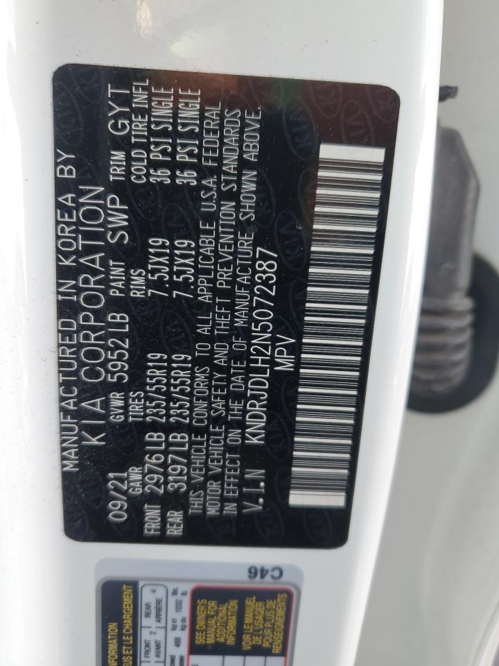 2022 KIA SORENTO SX VIN:KNDRJDLH2N5072387