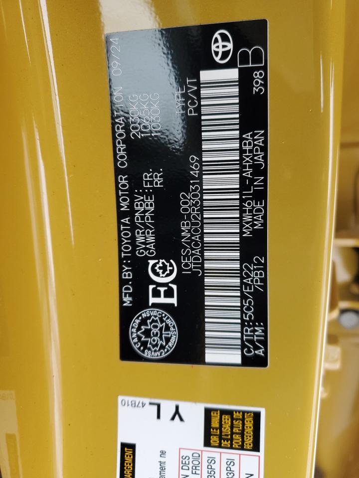 2024 TOYOTA PRIUS PRIME SE VIN:JTDACACU2R3031469