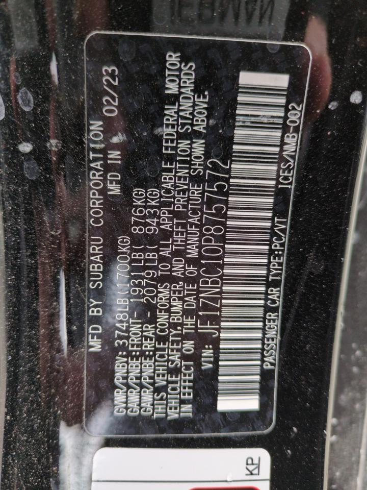 2023 TOYOTA GR 86  VIN:JF1ZNBC10P8757572