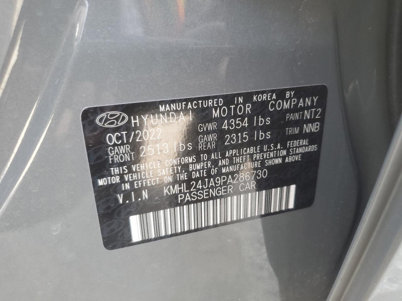 2023 HYUNDAI SONATA SE VIN:KMHL24JA9PA286730