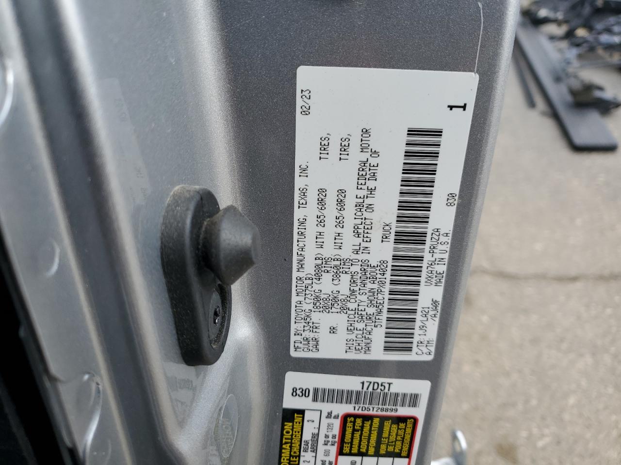 2023 TOYOTA TUNDRA CREWMAX PLATINUM VIN:5TFNA5EC7PX014028