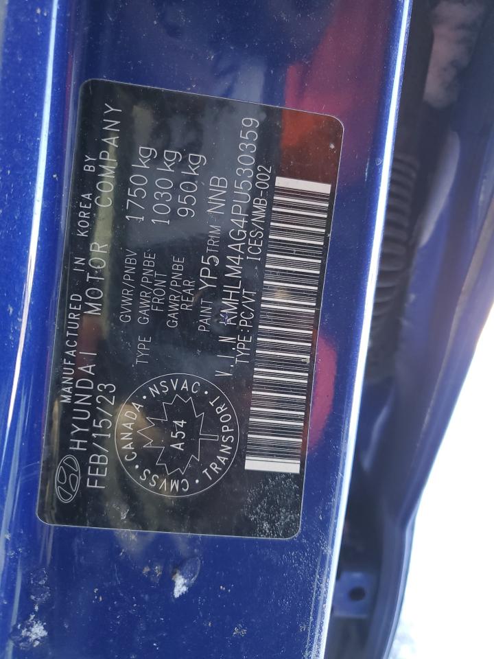 2023 HYUNDAI ELANTRA SEL VIN:KMHLM4AG4PU530359