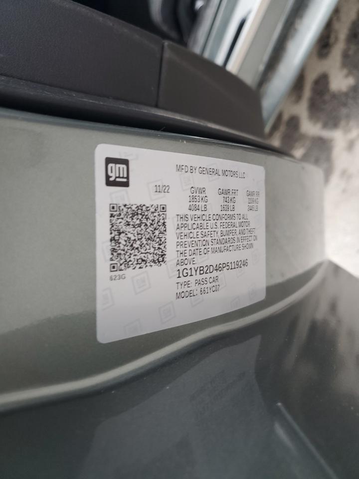 2023 CHEVROLET CORVETTE STINGRAY 2LT VIN:1G1YB2D46P5119246