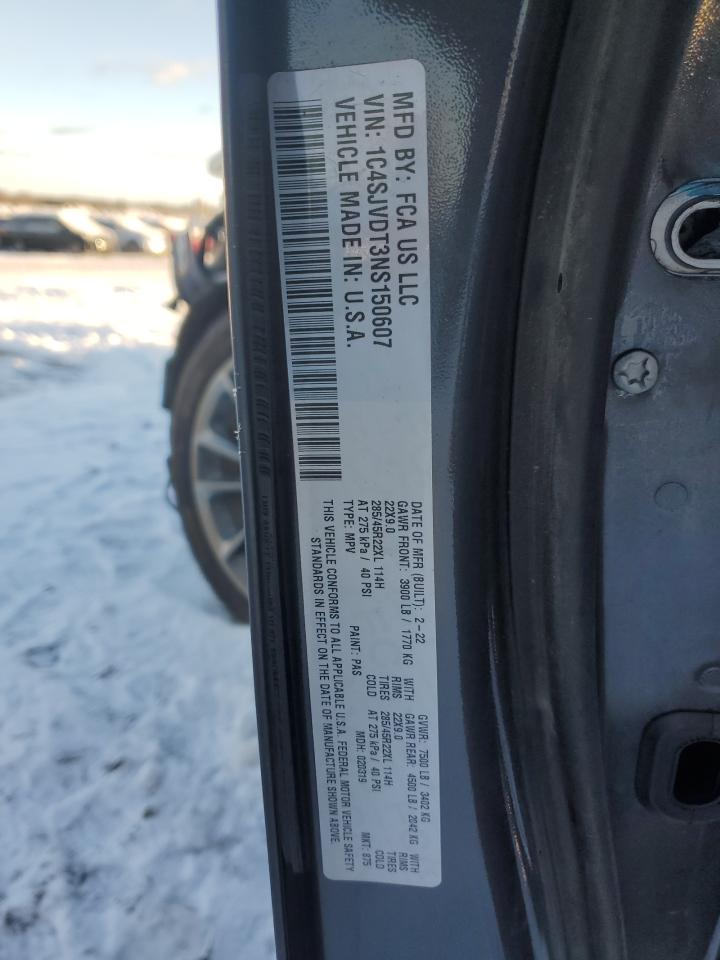 2022 JEEP WAGONEER SERIES III VIN:1C4SJVDT3NS150607