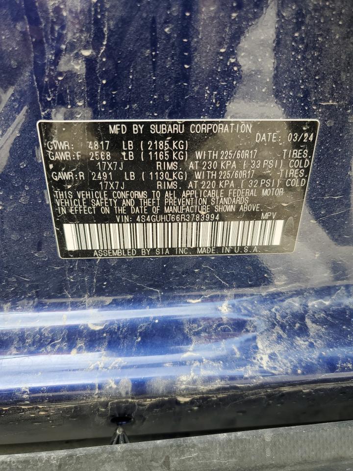 2024 SUBARU CROSSTREK WILDERNESS VIN:4S4GUHU66R3783994