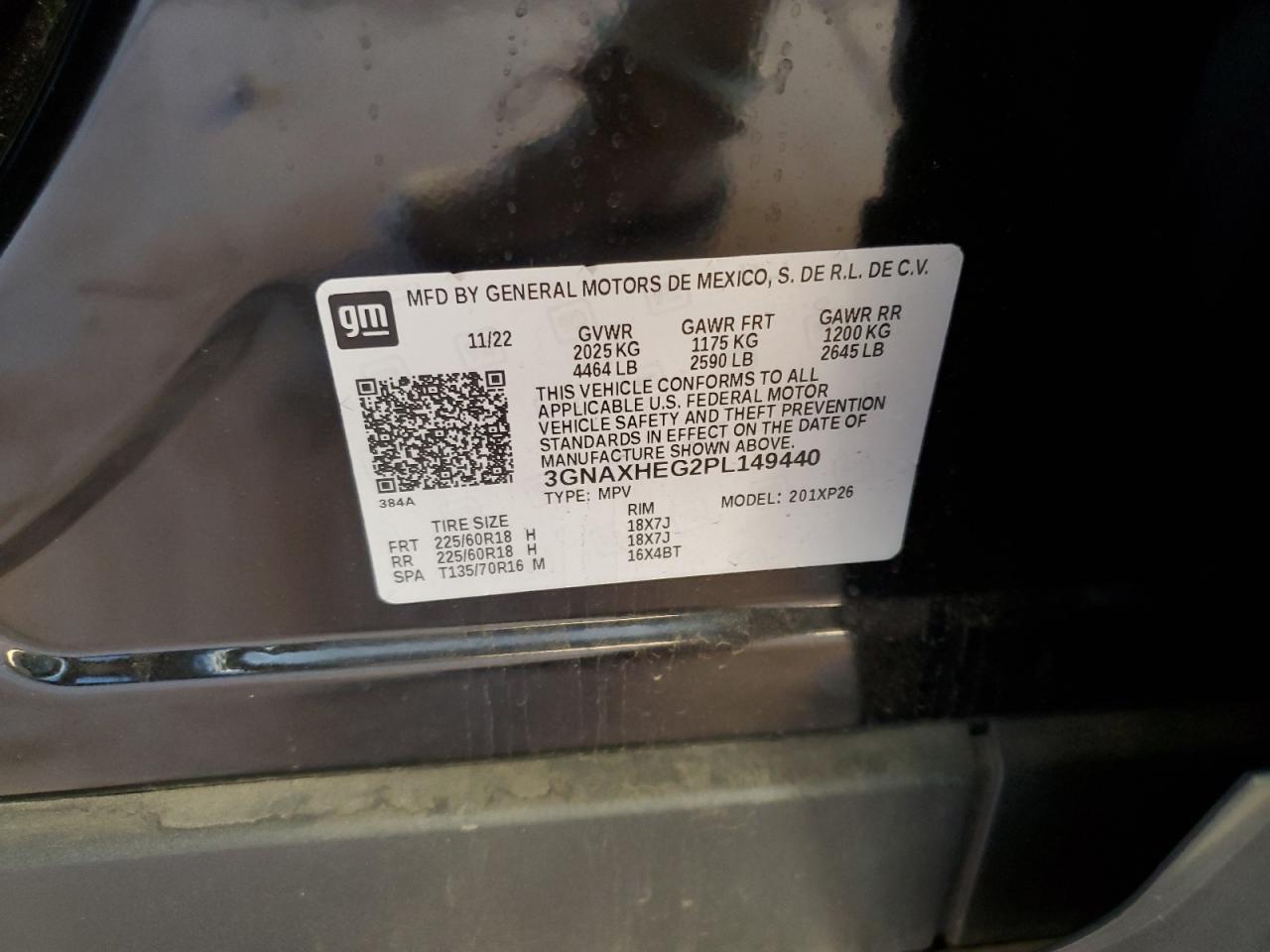 2023 CHEVROLET EQUINOX LS VIN:3GNAXHEG2PL149440