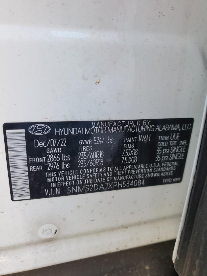 2023 HYUNDAI SANTA FE SEL VIN:5NMS2DAJXPH534084