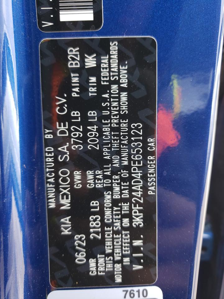 2023 KIA FORTE LX VIN:3KPF24AD4PE653123