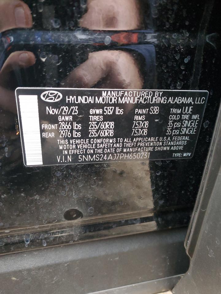 2023 HYUNDAI SANTA FE SEL VIN:5NMS24AJ7PH650231