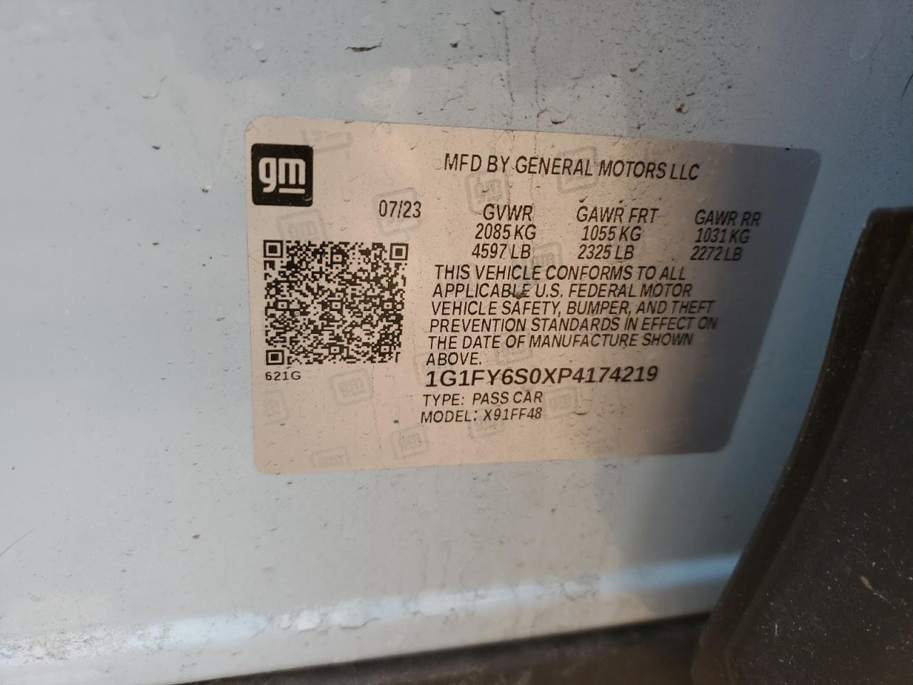 2023 CHEVROLET BOLT EUV LT VIN:1G1FY6S0XP4174219