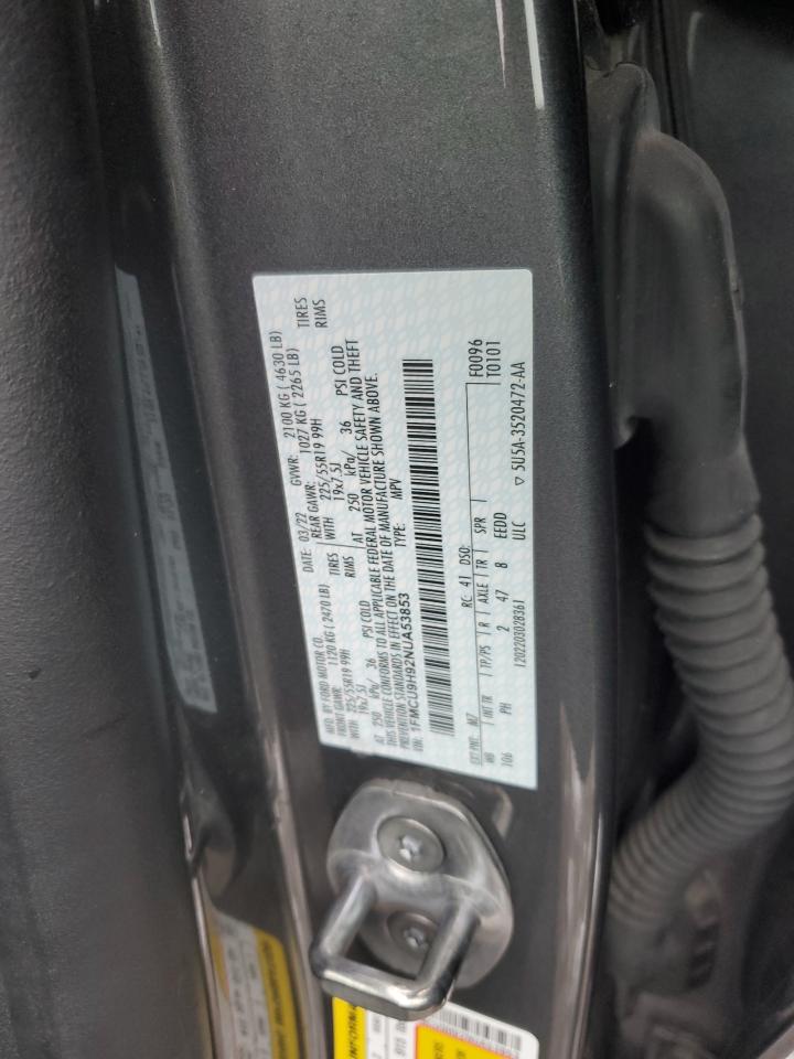 2022 FORD ESCAPE SEL VIN:1FMCU9H92NUA53853