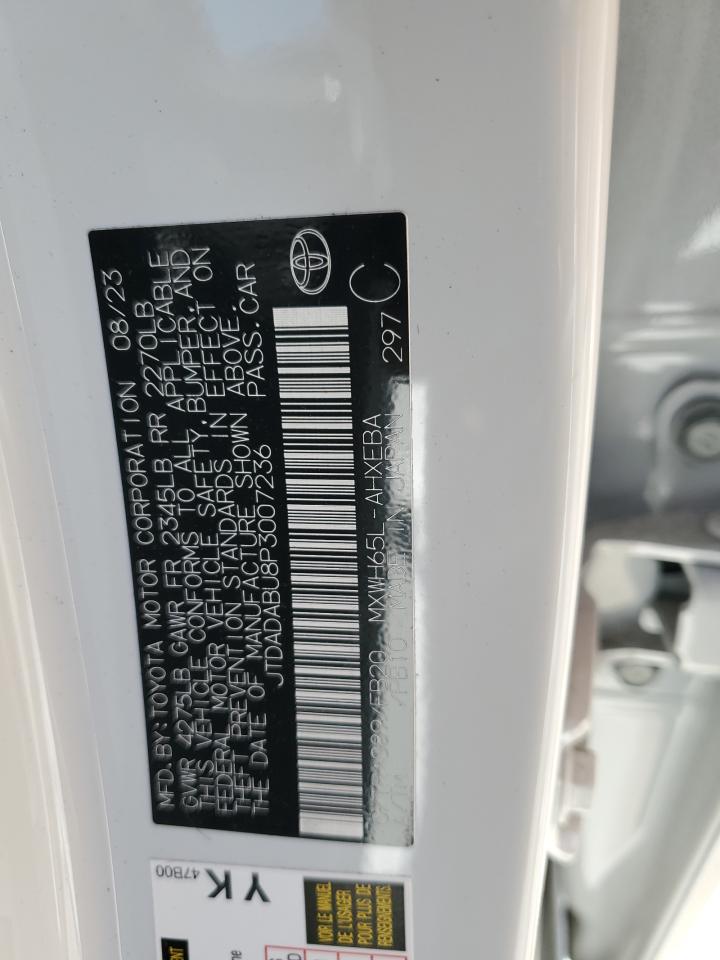 2023 TOYOTA PRIUS LE VIN:JTDADABU8P3007236