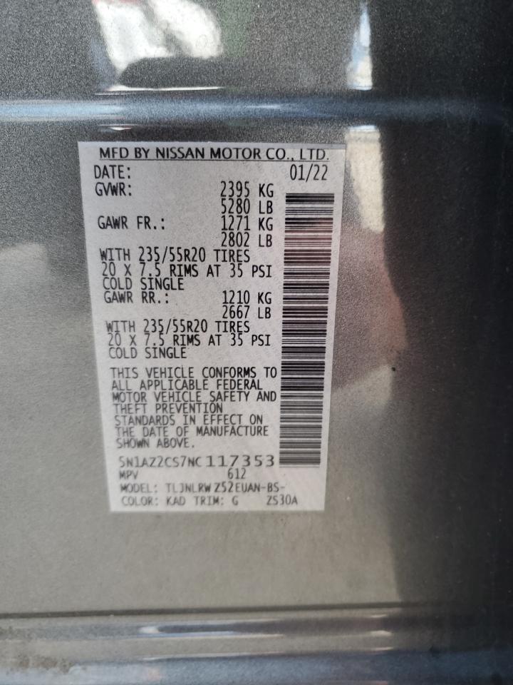 2022 NISSAN MURANO SL VIN:3C6TRVBG0KE550178