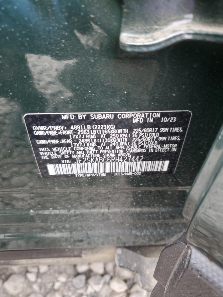 2024 SUBARU FORESTER  VIN:JF2SKABC6RH427442