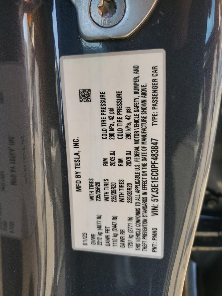 2023 TESLA MODEL 3  VIN:5YJ3E1EC0PF483847