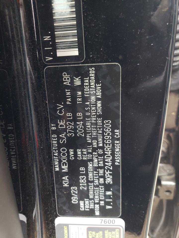 2024 KIA FORTE LX VIN:3KPF24AD4RE695603
